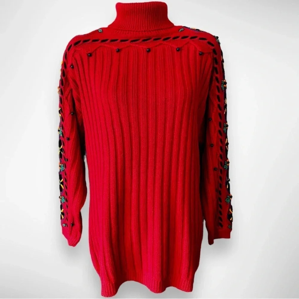 I.B. DIFFUSION Vintage Sweater‎ With Beading And Embroidery Small | EUC